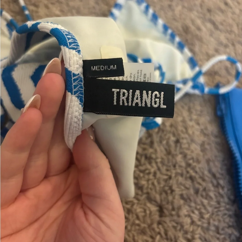 triangl swimwear Blue and White Zebra Print String Bikini